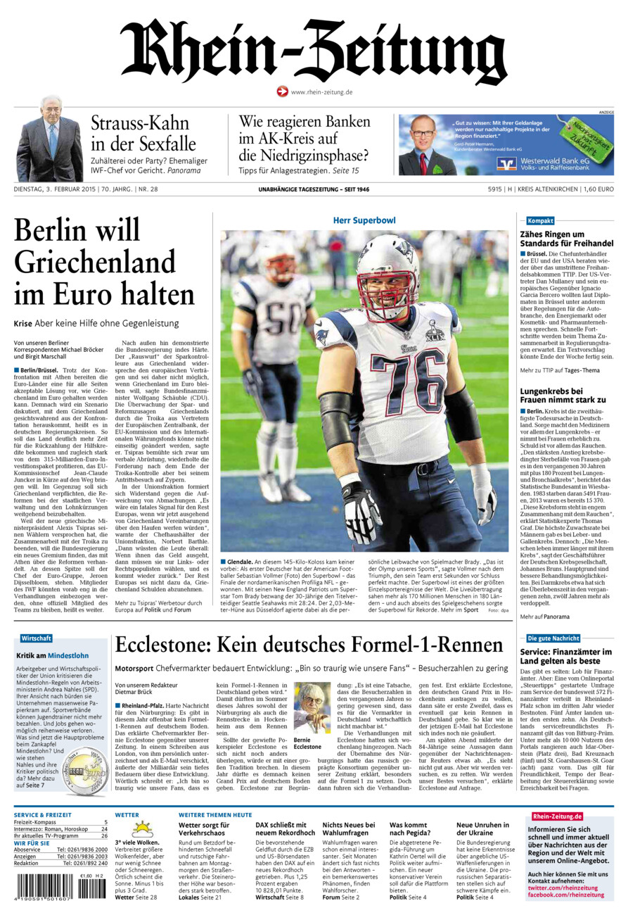 Rhein-Zeitung Kreis Altenkirchen vom Dienstag, 03.02.2015