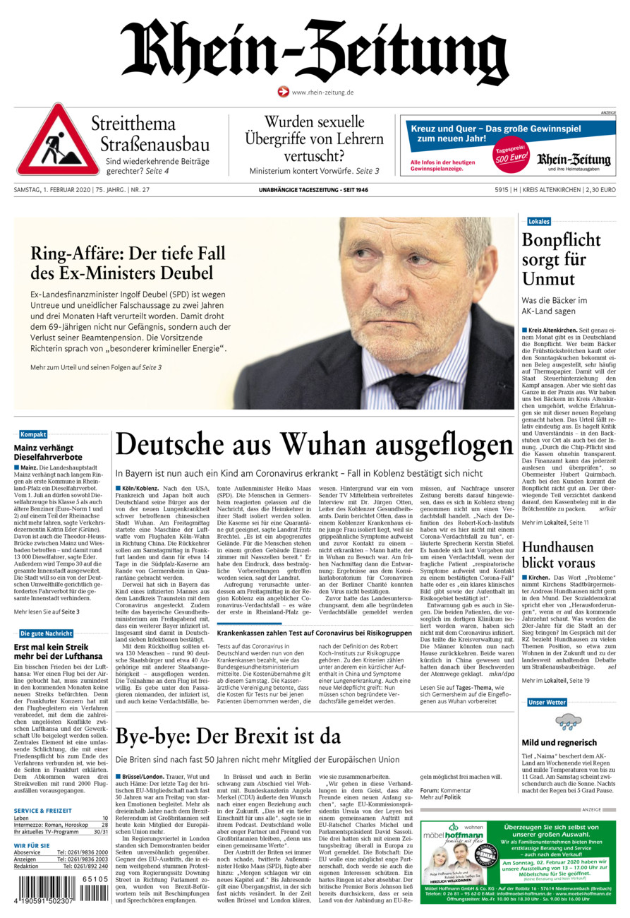 Rhein-Zeitung Kreis Altenkirchen vom Samstag, 01.02.2020