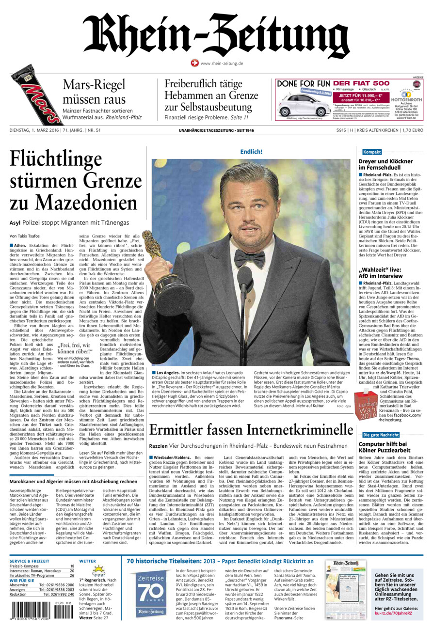 Rhein-Zeitung Kreis Altenkirchen vom Dienstag, 01.03.2016