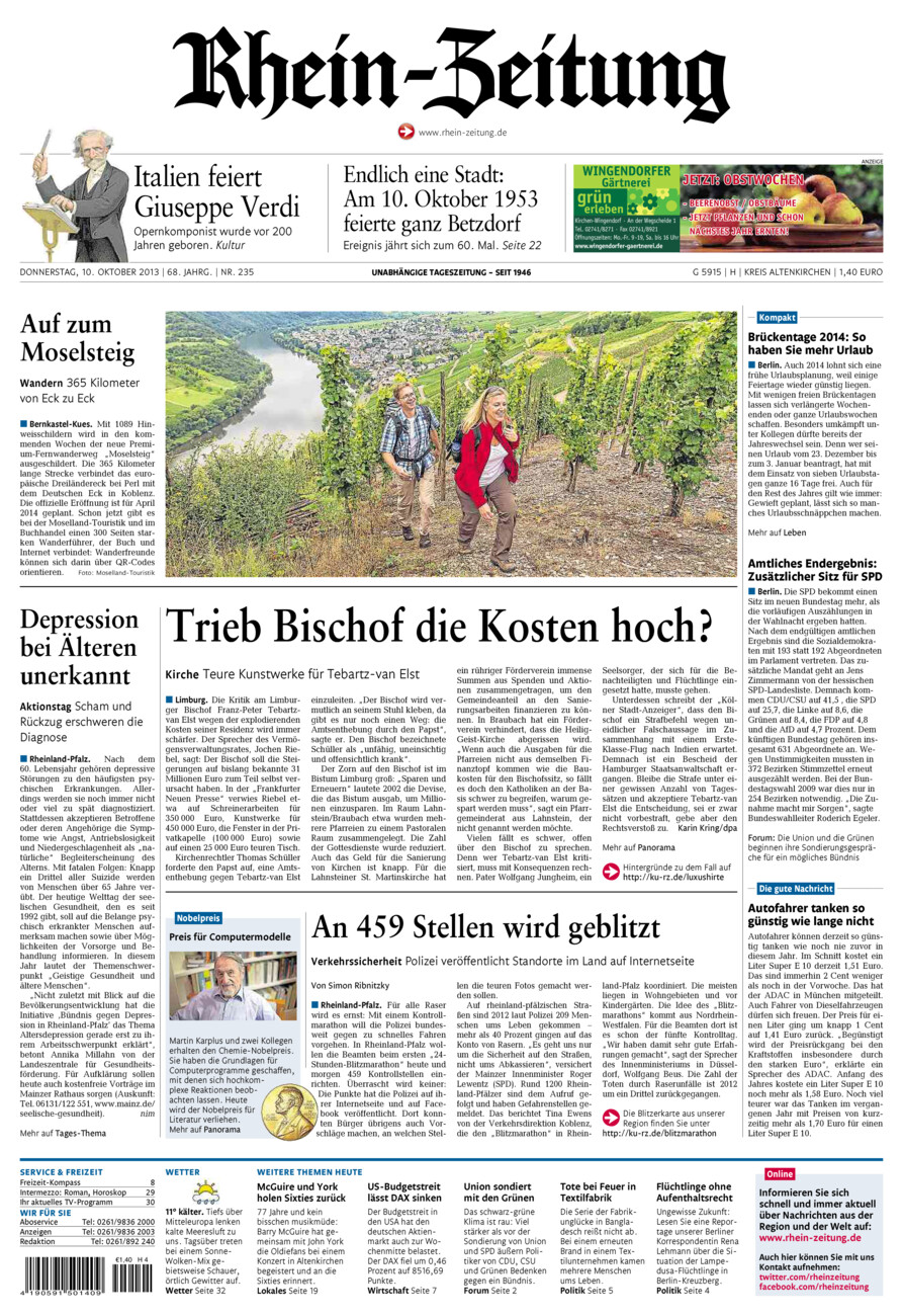 Rhein-Zeitung Kreis Altenkirchen vom Donnerstag, 10.10.2013