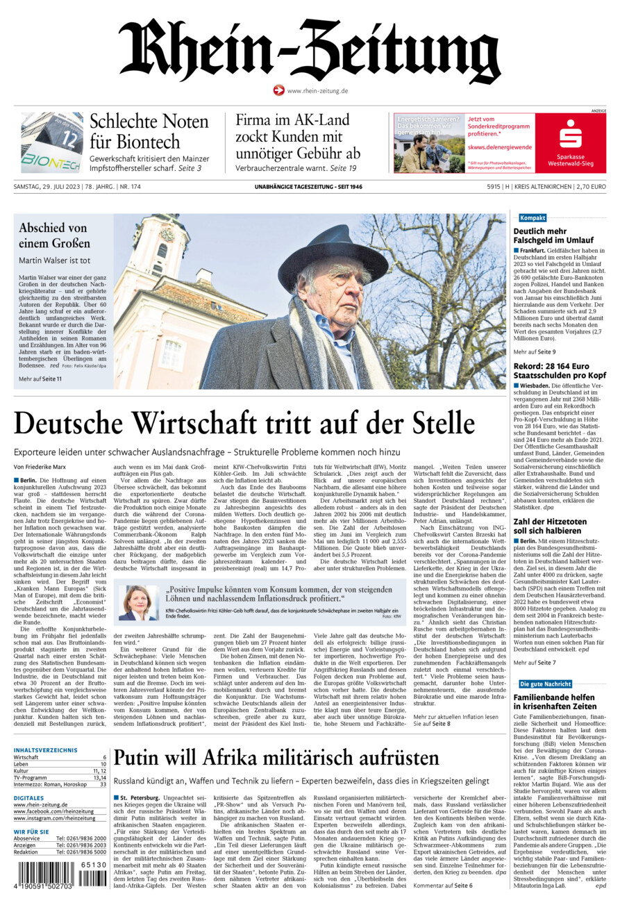 Rhein-Zeitung Kreis Altenkirchen vom Samstag, 29.07.2023