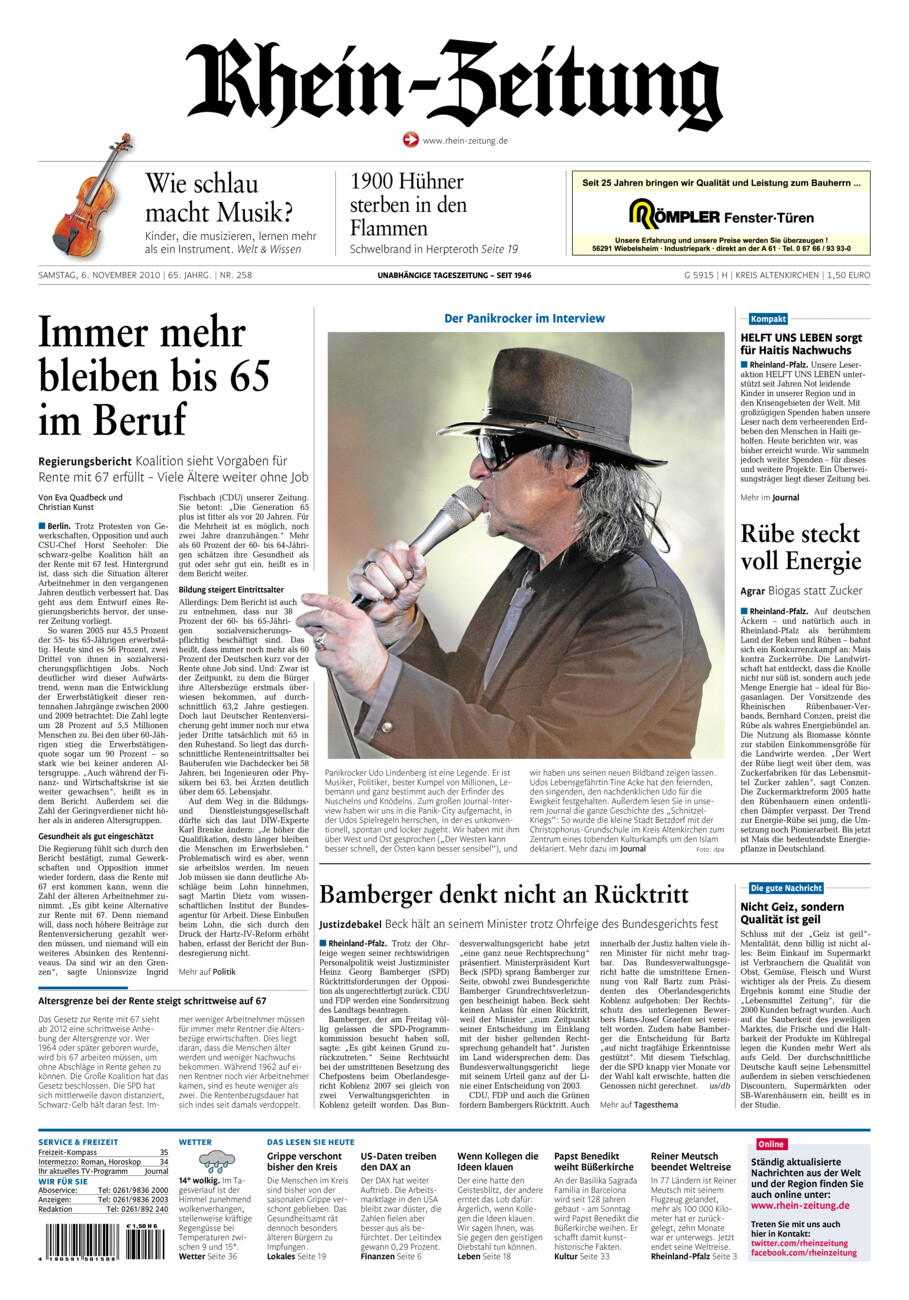 Rhein-Zeitung Kreis Altenkirchen vom Samstag, 06.11.2010