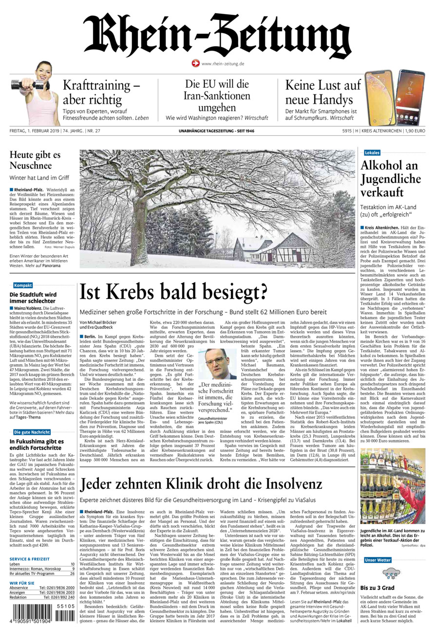 Rhein-Zeitung Kreis Altenkirchen vom Freitag, 01.02.2019