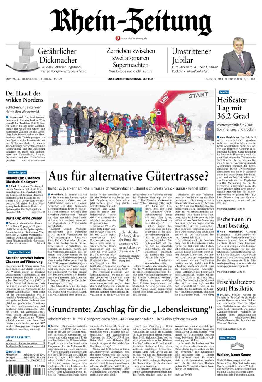 Rhein-Zeitung Kreis Altenkirchen vom Montag, 04.02.2019