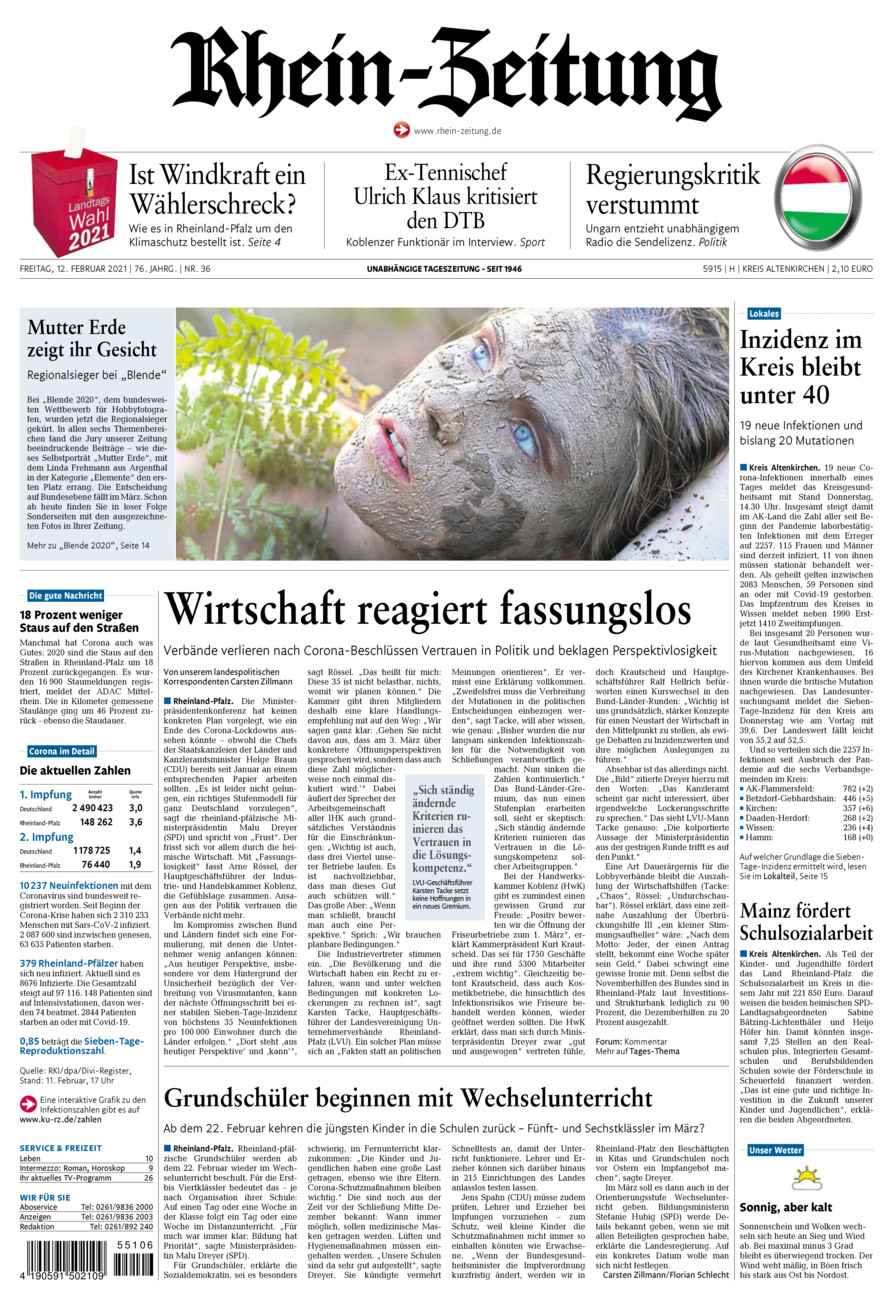 Rhein-Zeitung Kreis Altenkirchen vom Freitag, 12.02.2021