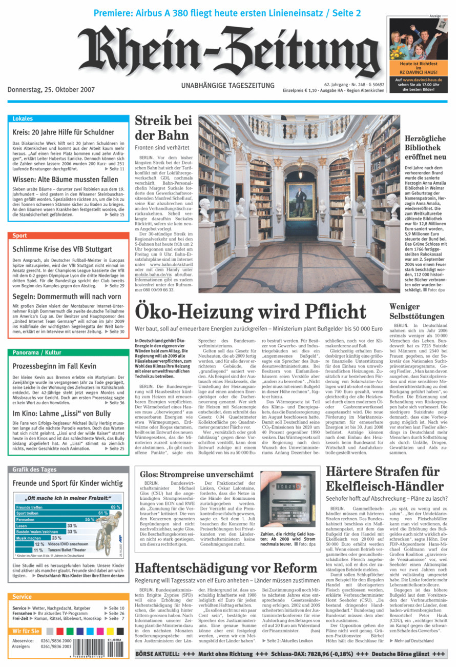 Rhein-Zeitung Kreis Altenkirchen vom Donnerstag, 25.10.2007