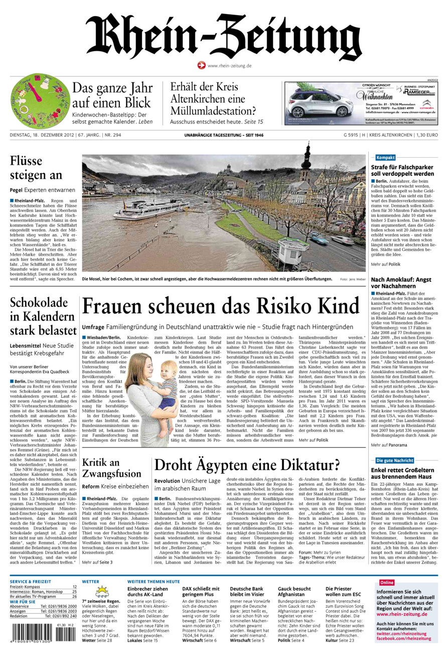 Rhein-Zeitung Kreis Altenkirchen vom Dienstag, 18.12.2012