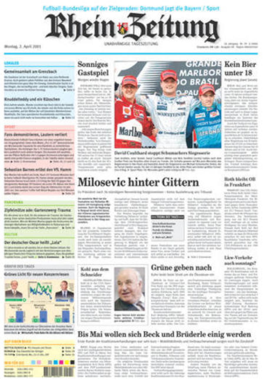 Rhein-Zeitung Kreis Altenkirchen vom Montag, 02.04.2001