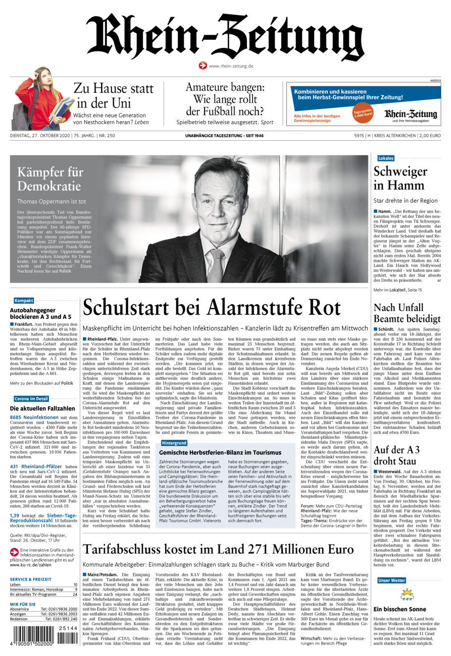 Rhein-Zeitung Kreis Altenkirchen vom Dienstag, 27.10.2020