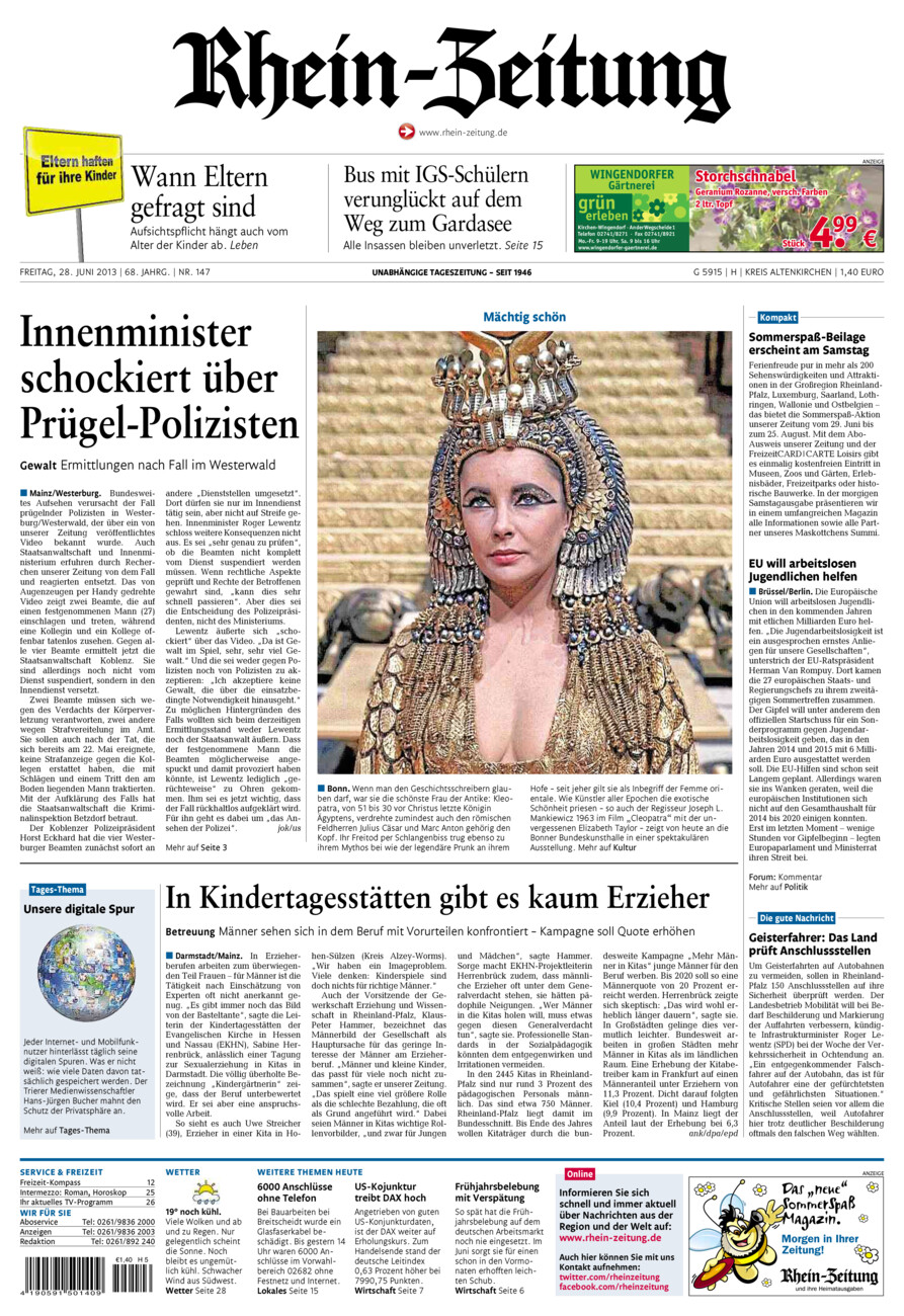Rhein-Zeitung Kreis Altenkirchen vom Freitag, 28.06.2013