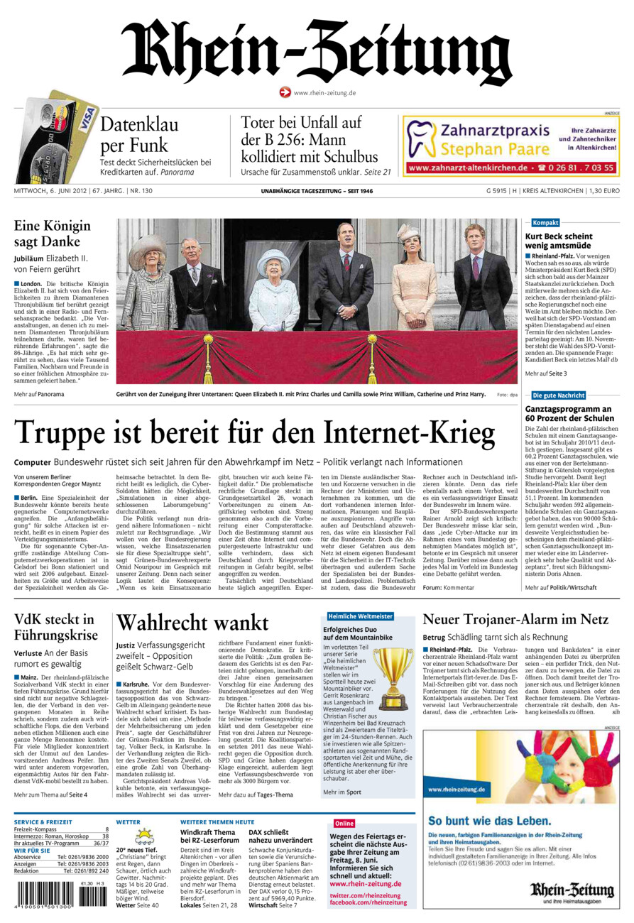 Rhein-Zeitung Kreis Altenkirchen vom Mittwoch, 06.06.2012