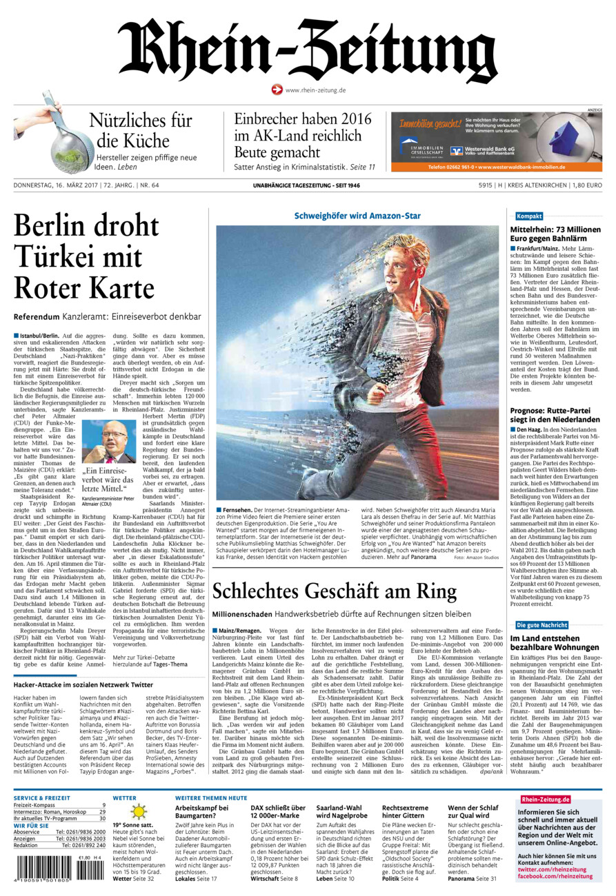 Rhein-Zeitung Kreis Altenkirchen vom Donnerstag, 16.03.2017