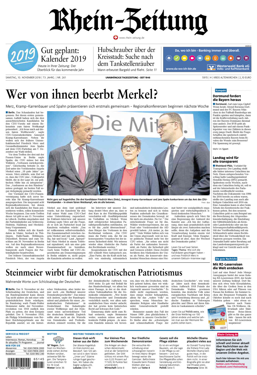 Rhein-Zeitung Kreis Altenkirchen vom Samstag, 10.11.2018