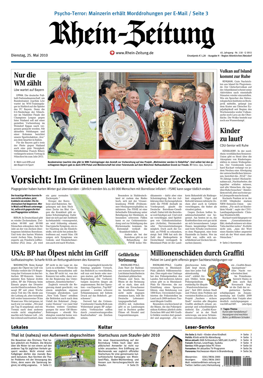 Rhein-Zeitung Kreis Altenkirchen vom Dienstag, 25.05.2010