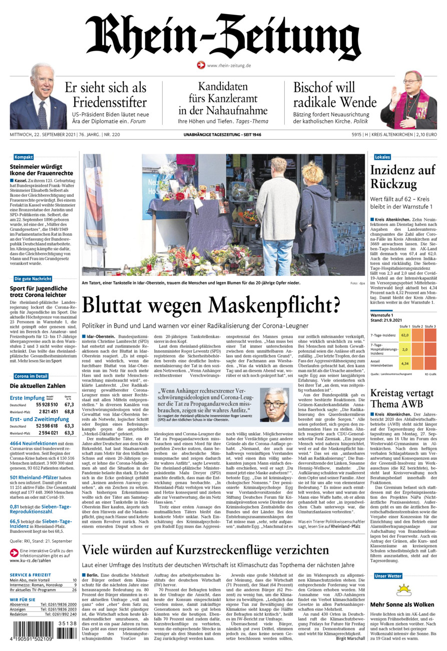 Rhein-Zeitung Kreis Altenkirchen vom Mittwoch, 22.09.2021