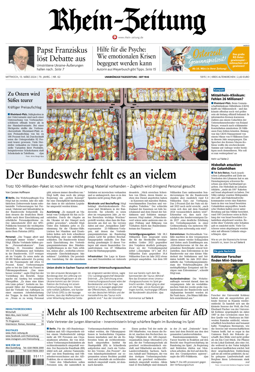 Rhein-Zeitung Kreis Altenkirchen vom Mittwoch, 13.03.2024