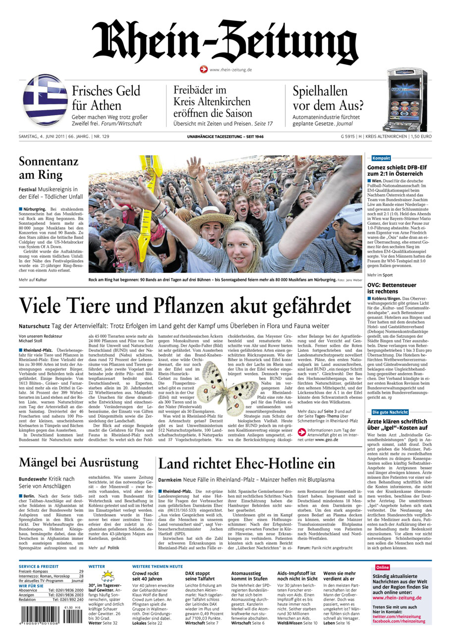 Rhein-Zeitung Kreis Altenkirchen vom Samstag, 04.06.2011