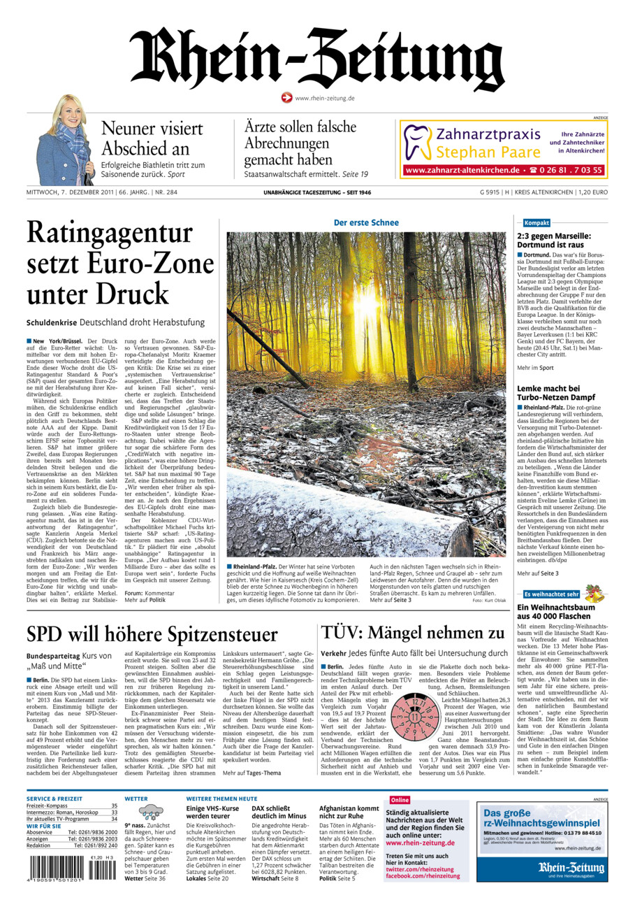 Rhein-Zeitung Kreis Altenkirchen vom Mittwoch, 07.12.2011