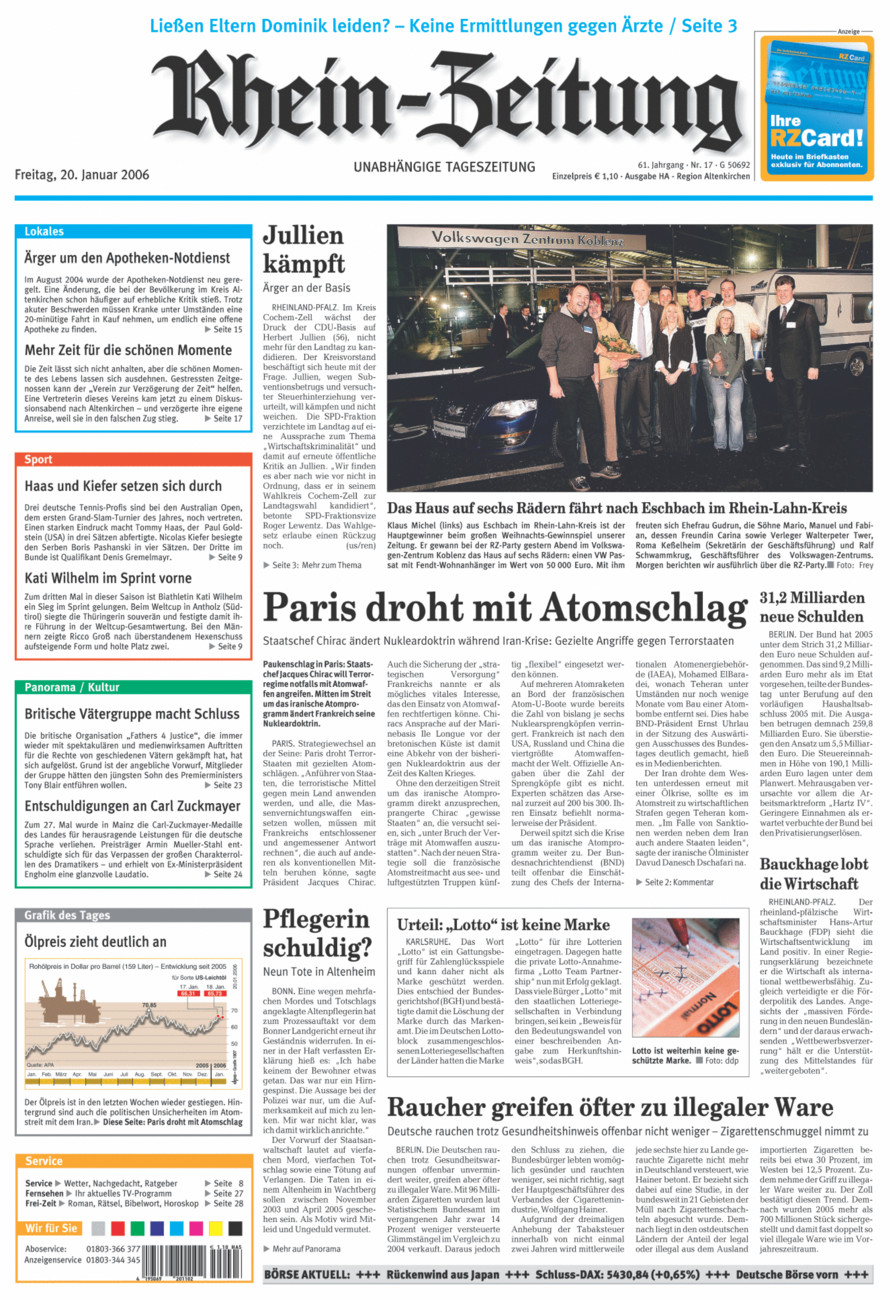 Rhein-Zeitung Kreis Altenkirchen vom Freitag, 20.01.2006