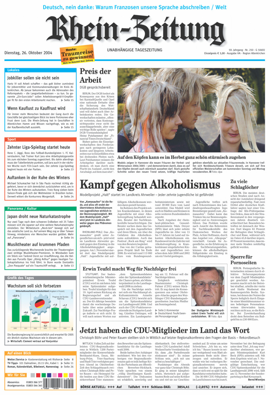 Rhein-Zeitung Kreis Altenkirchen vom Dienstag, 26.10.2004