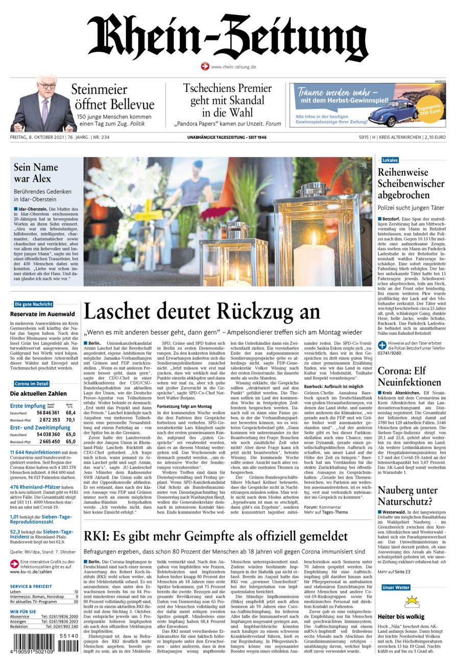 Rhein-Zeitung Kreis Altenkirchen vom Freitag, 08.10.2021