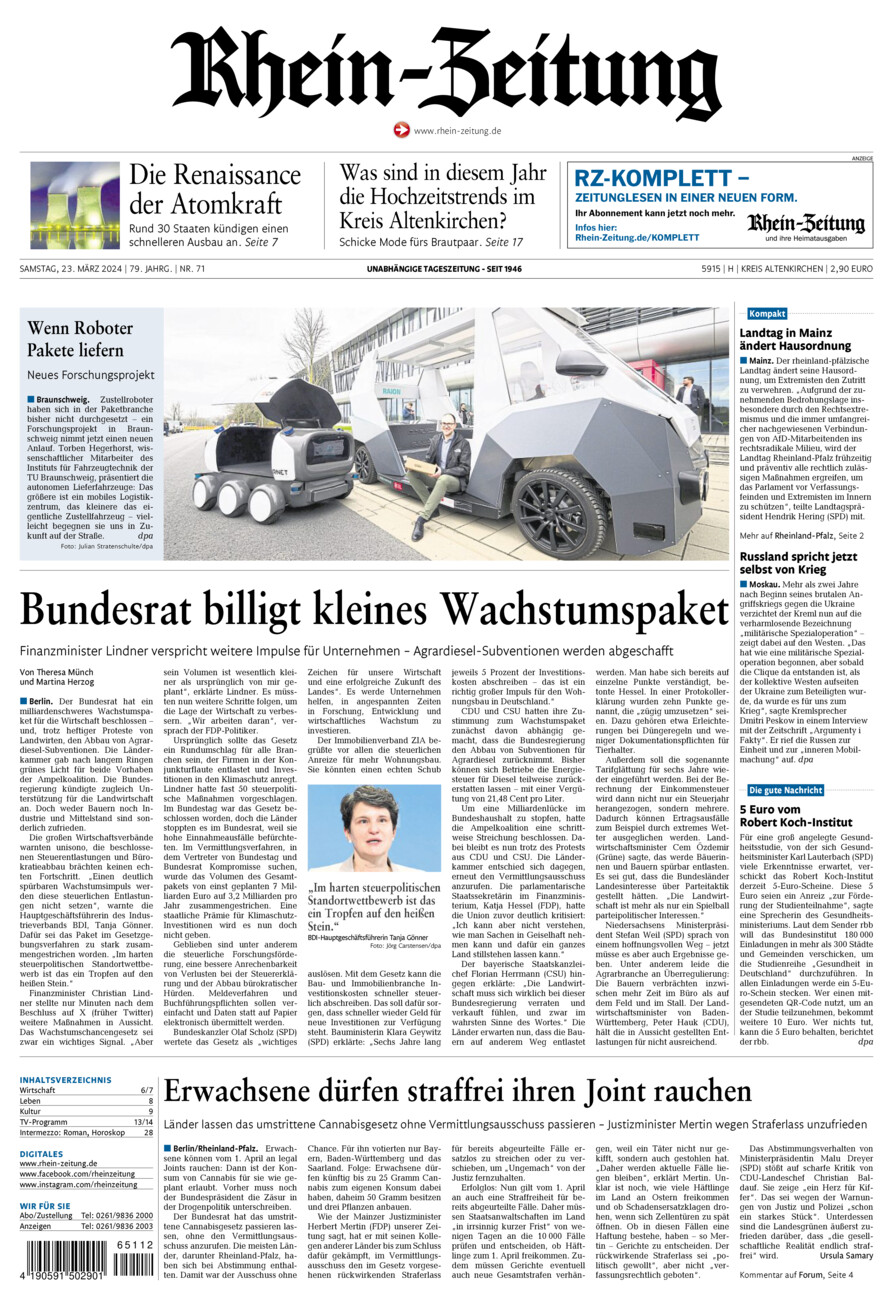 Rhein-Zeitung Kreis Altenkirchen vom Samstag, 23.03.2024