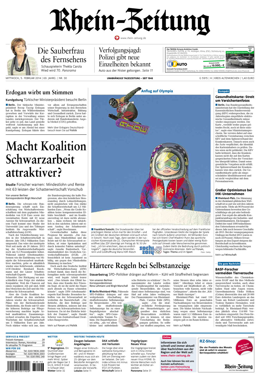 Rhein-Zeitung Kreis Altenkirchen vom Mittwoch, 05.02.2014