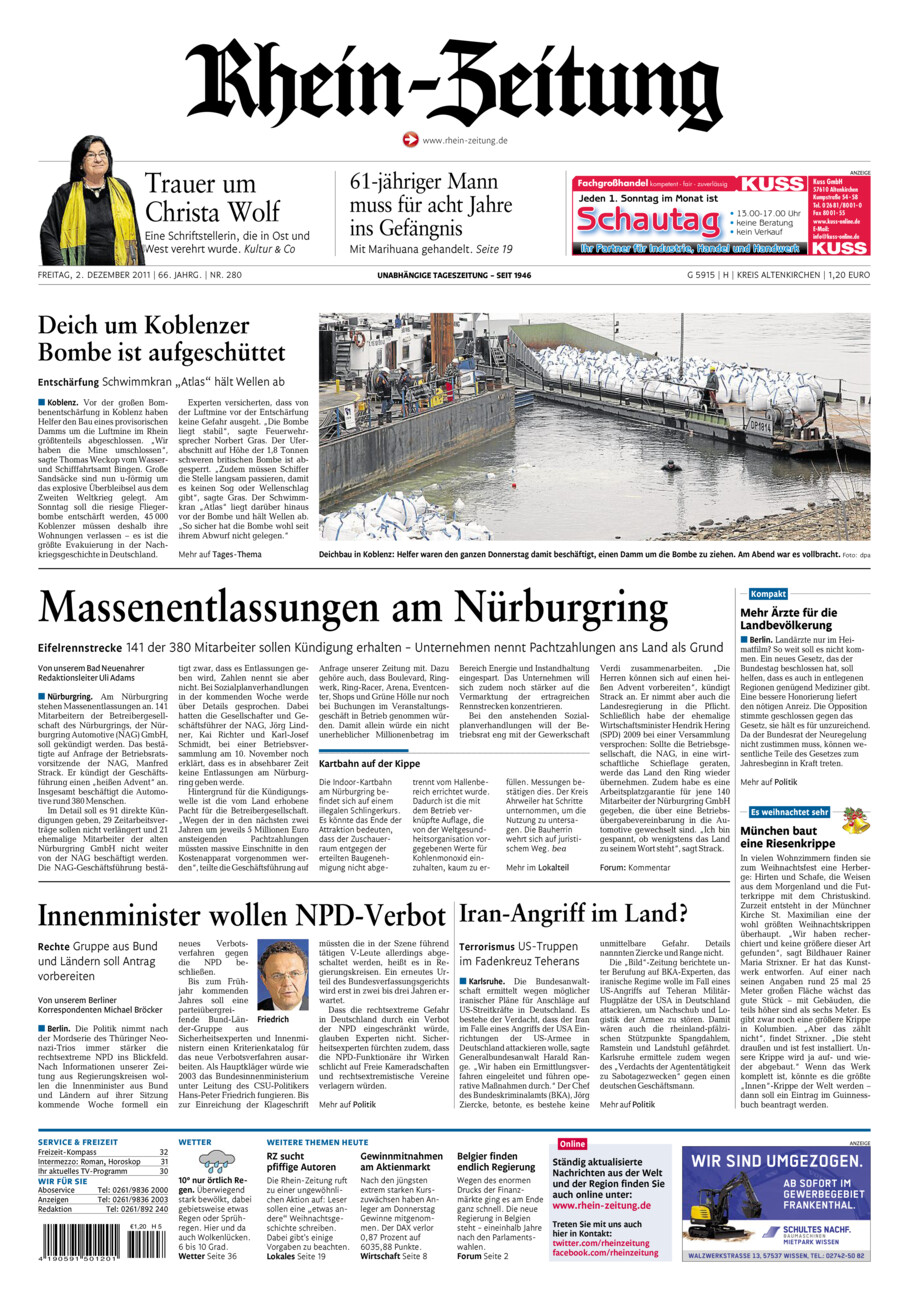 Rhein-Zeitung Kreis Altenkirchen vom Freitag, 02.12.2011
