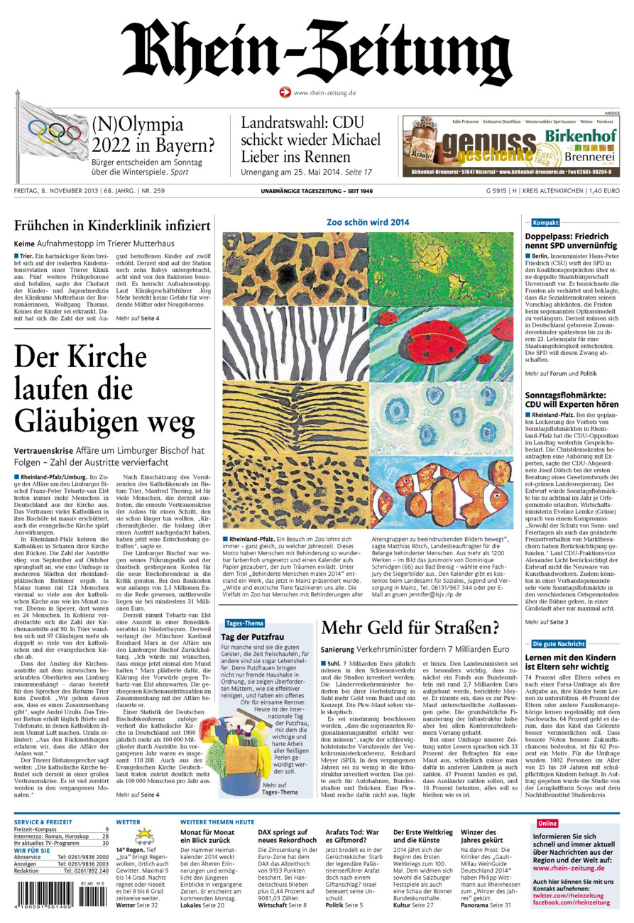 Rhein-Zeitung Kreis Altenkirchen vom Freitag, 08.11.2013