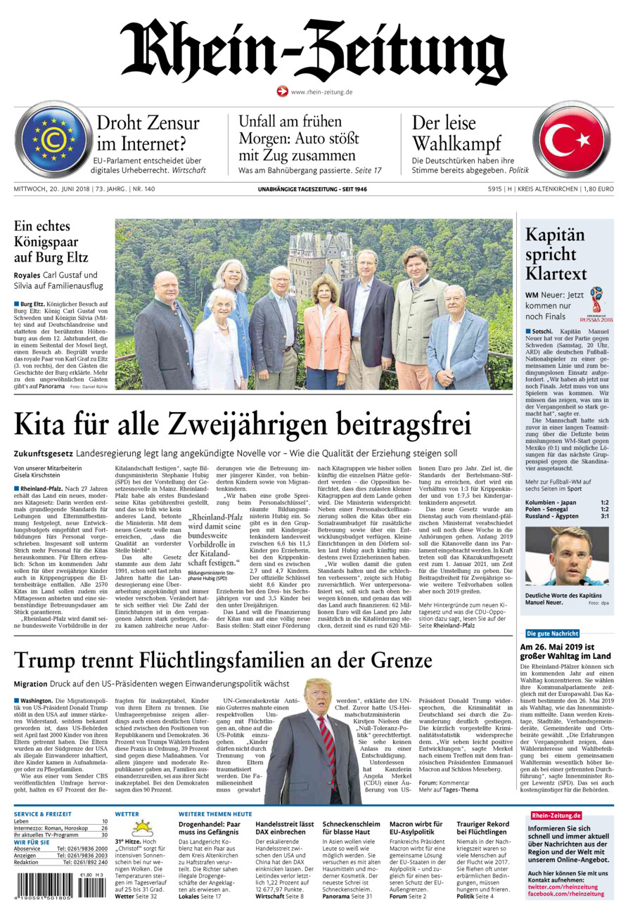 Rhein-Zeitung Kreis Altenkirchen vom Mittwoch, 20.06.2018