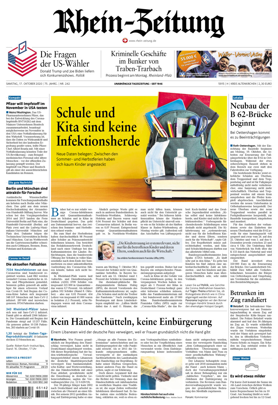 Rhein-Zeitung Kreis Altenkirchen vom Samstag, 17.10.2020