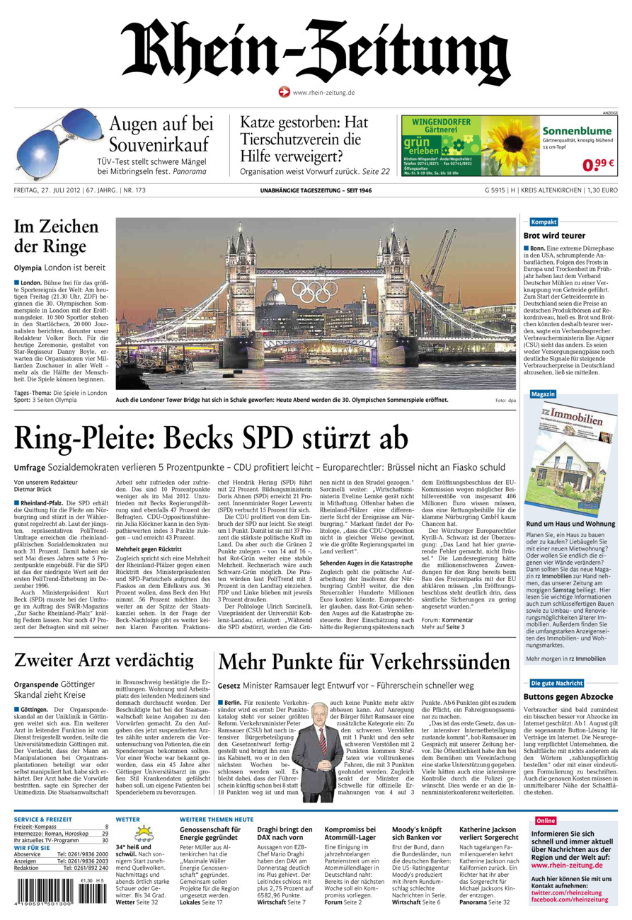 Rhein-Zeitung Kreis Altenkirchen vom Freitag, 27.07.2012