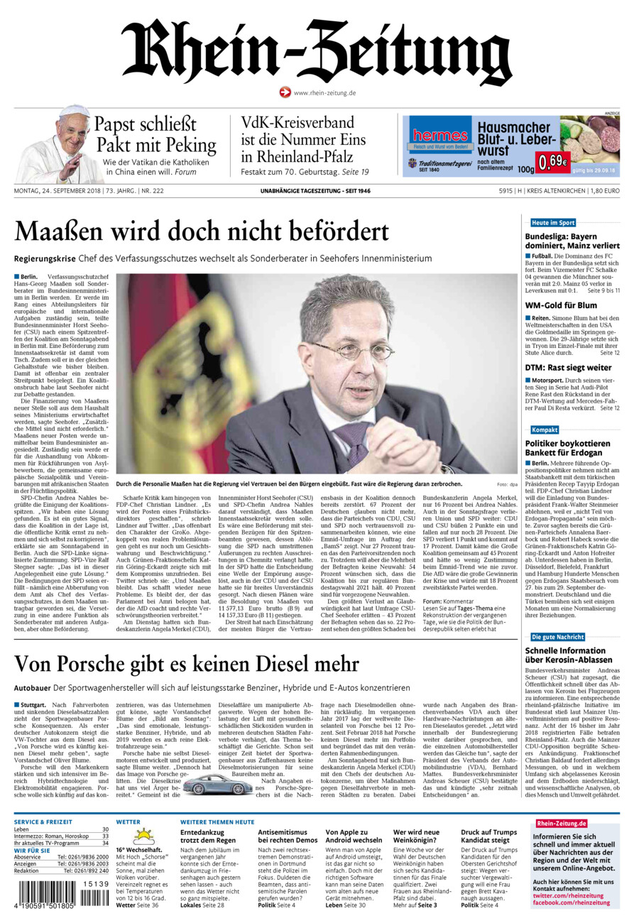 Rhein-Zeitung Kreis Altenkirchen vom Montag, 24.09.2018