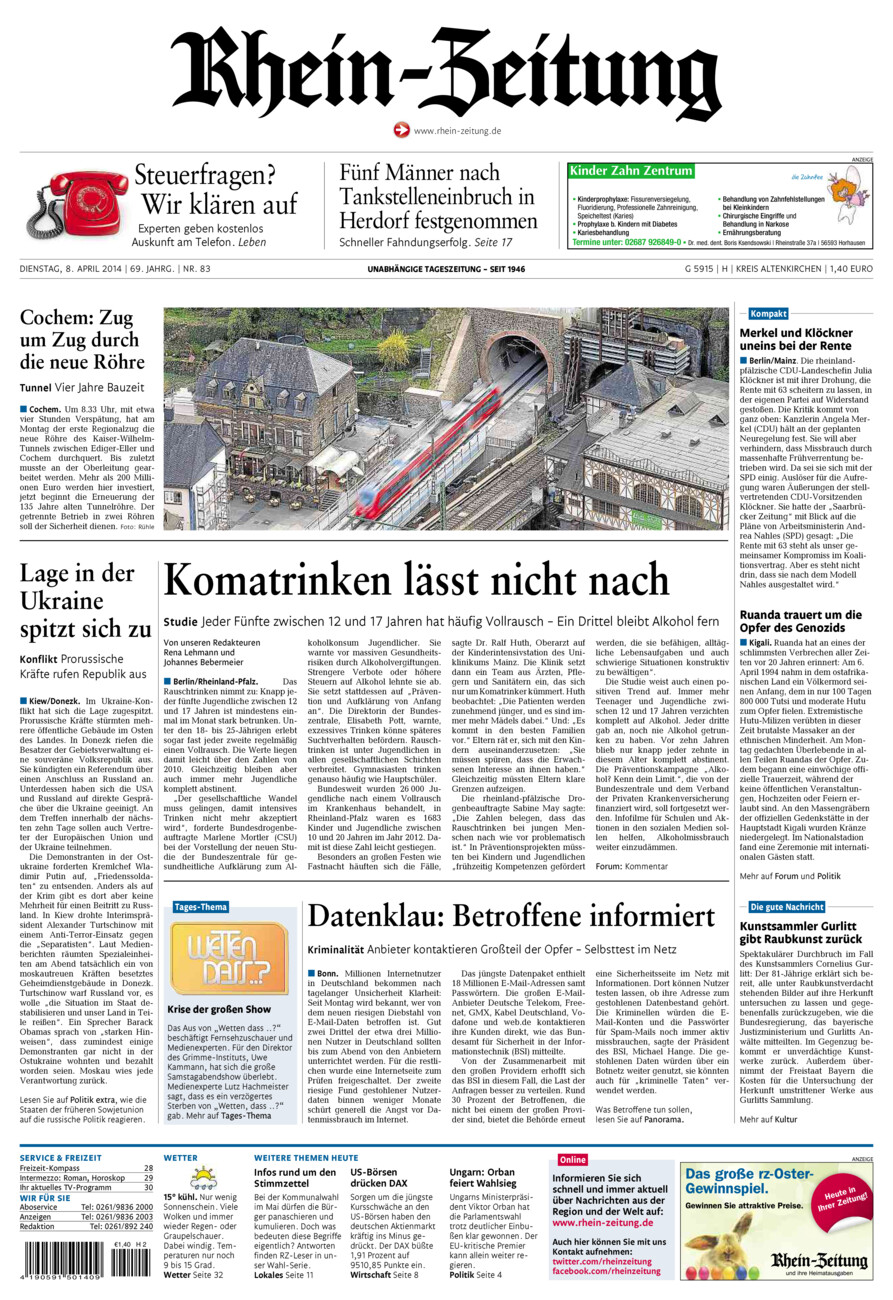 Rhein-Zeitung Kreis Altenkirchen vom Dienstag, 08.04.2014