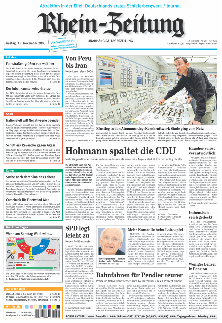 Rhein-Zeitung Kreis Altenkirchen vom Samstag, 15.11.2003