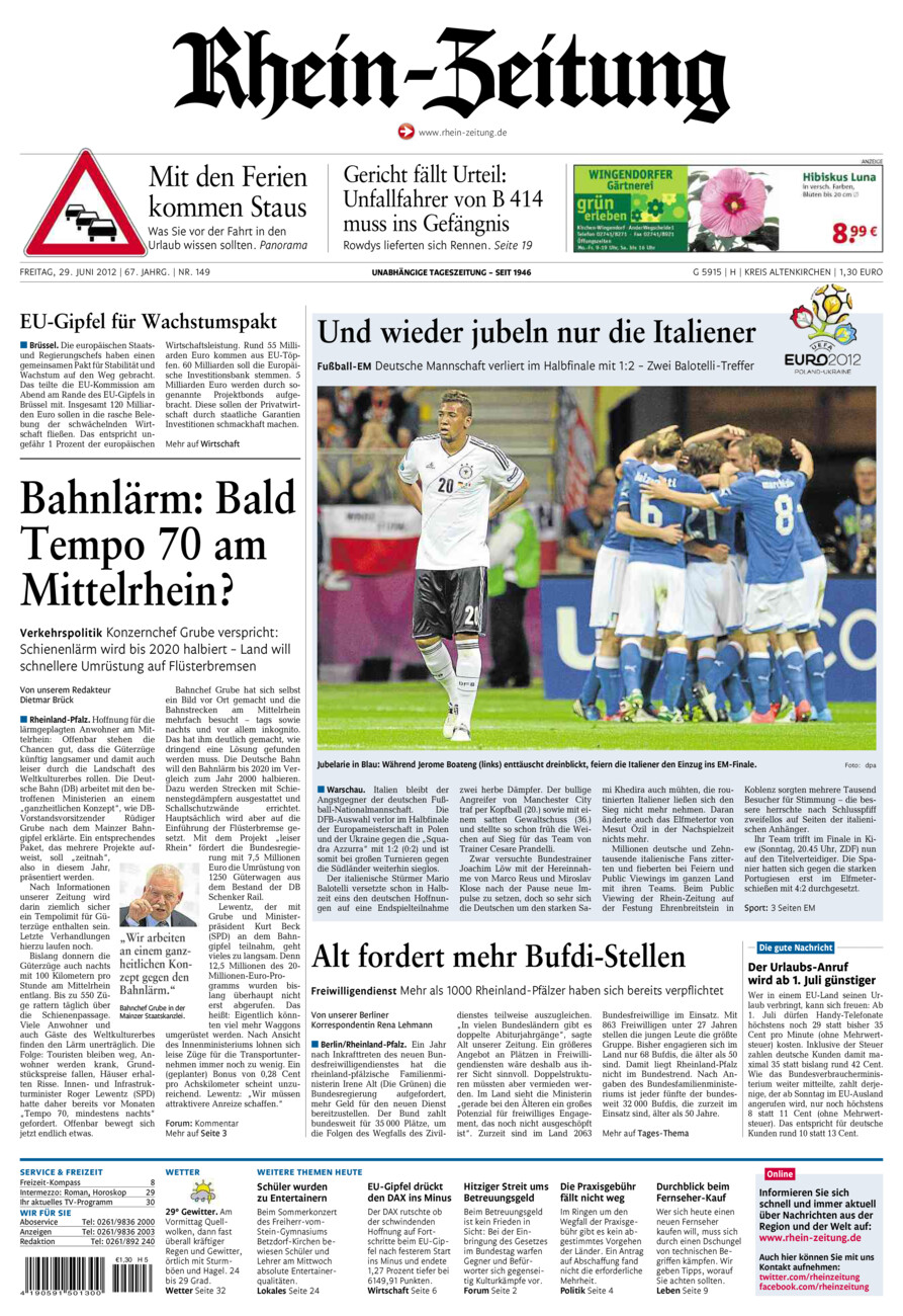 Rhein-Zeitung Kreis Altenkirchen vom Freitag, 29.06.2012