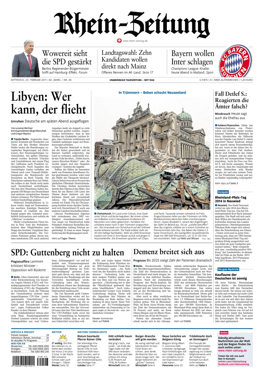 Rhein-Zeitung Kreis Altenkirchen vom Mittwoch, 23.02.2011
