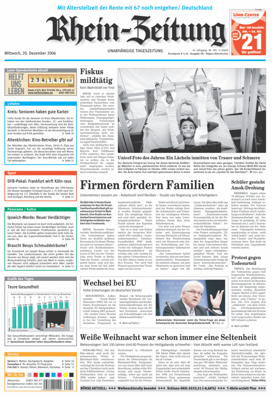 Rhein-Zeitung Kreis Altenkirchen vom Mittwoch, 20.12.2006