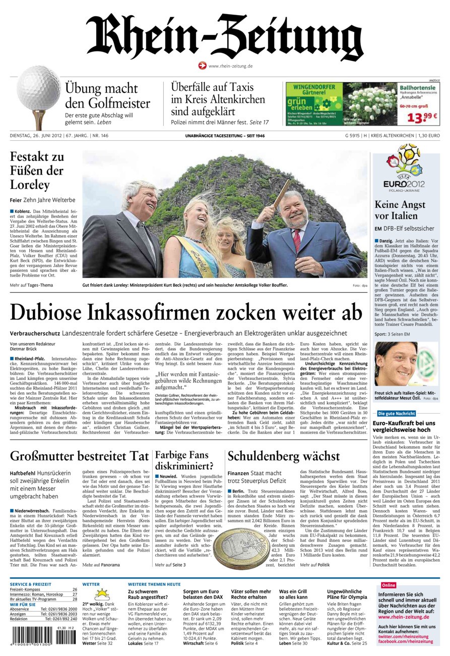 Rhein-Zeitung Kreis Altenkirchen vom Dienstag, 26.06.2012