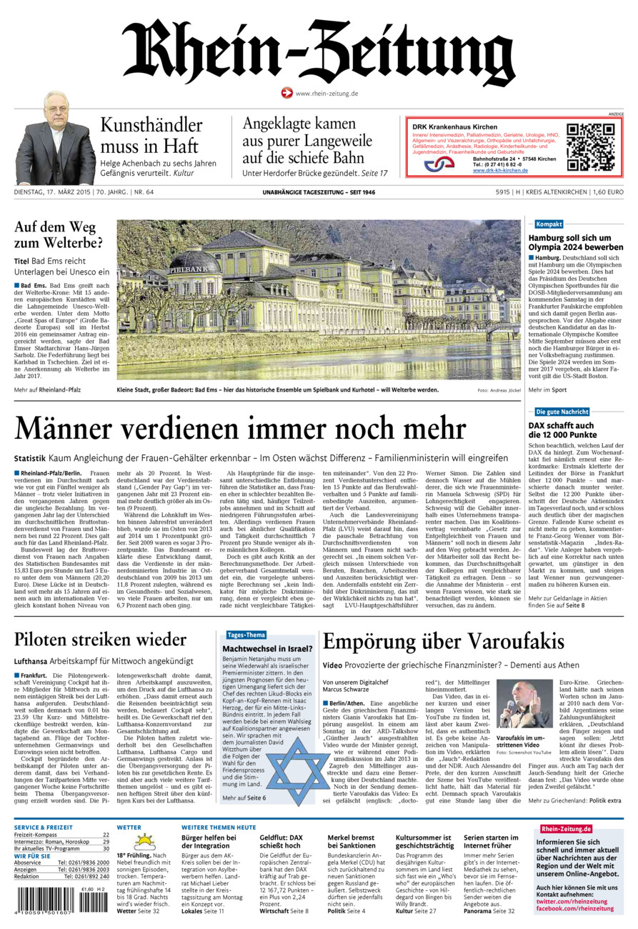 Rhein-Zeitung Kreis Altenkirchen vom Dienstag, 17.03.2015