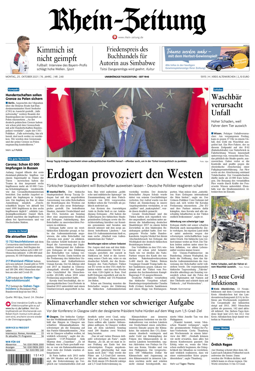 Rhein-Zeitung Kreis Altenkirchen vom Montag, 25.10.2021