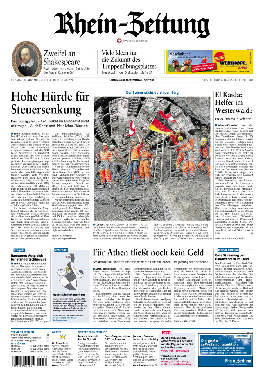 Rhein-Zeitung Kreis Altenkirchen vom Dienstag, 08.11.2011