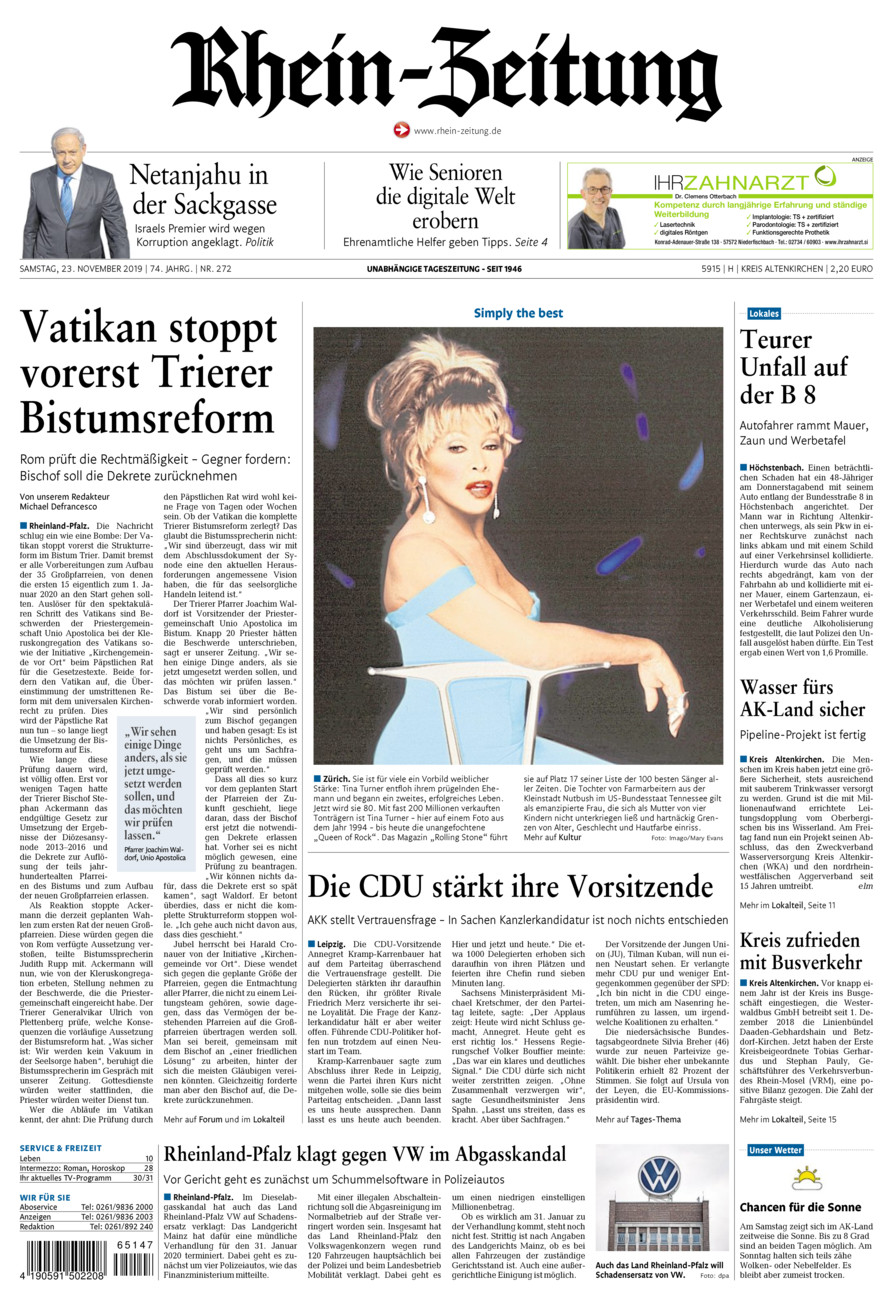 Rhein-Zeitung Kreis Altenkirchen vom Samstag, 23.11.2019