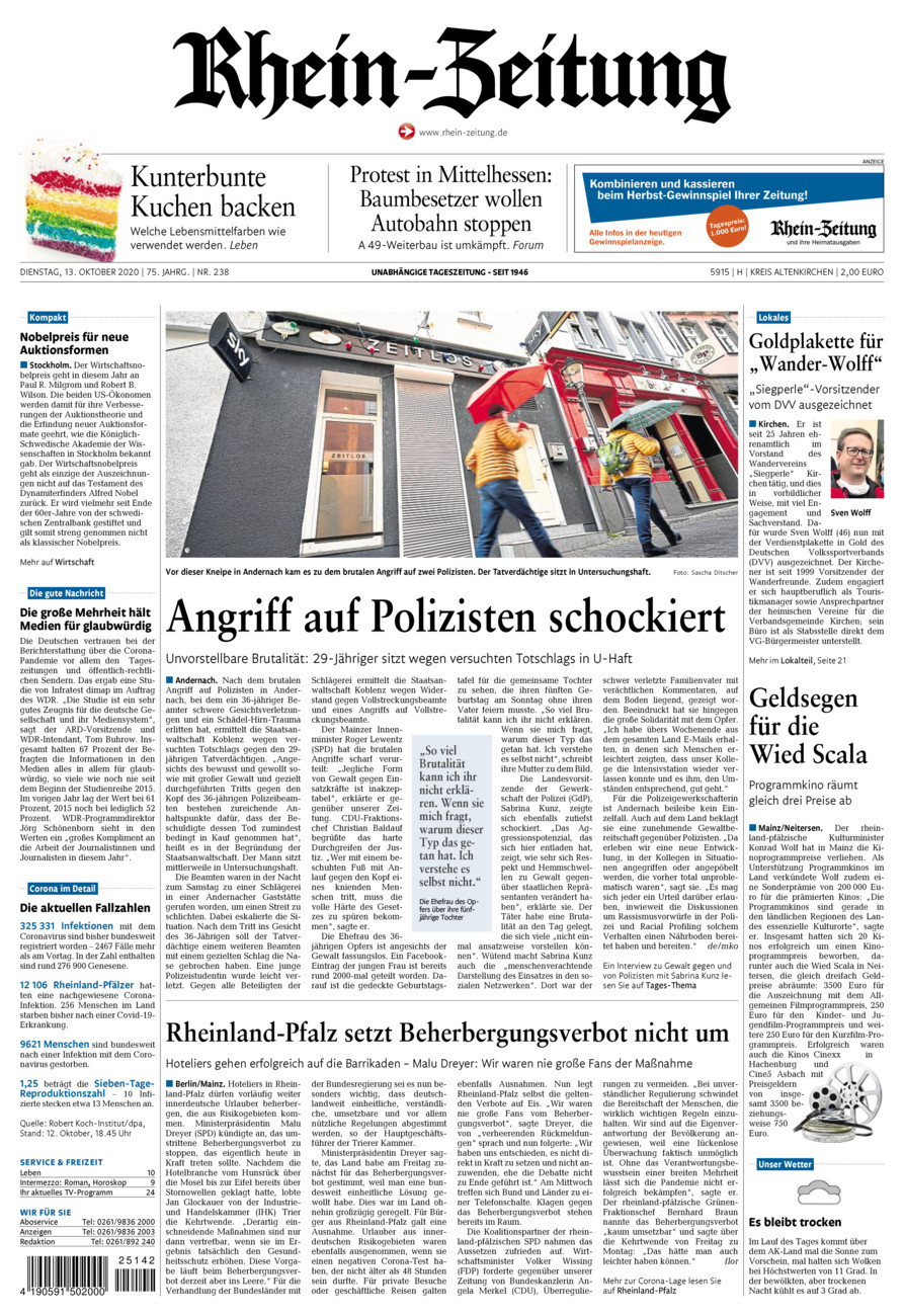 Rhein-Zeitung Kreis Altenkirchen vom Dienstag, 13.10.2020