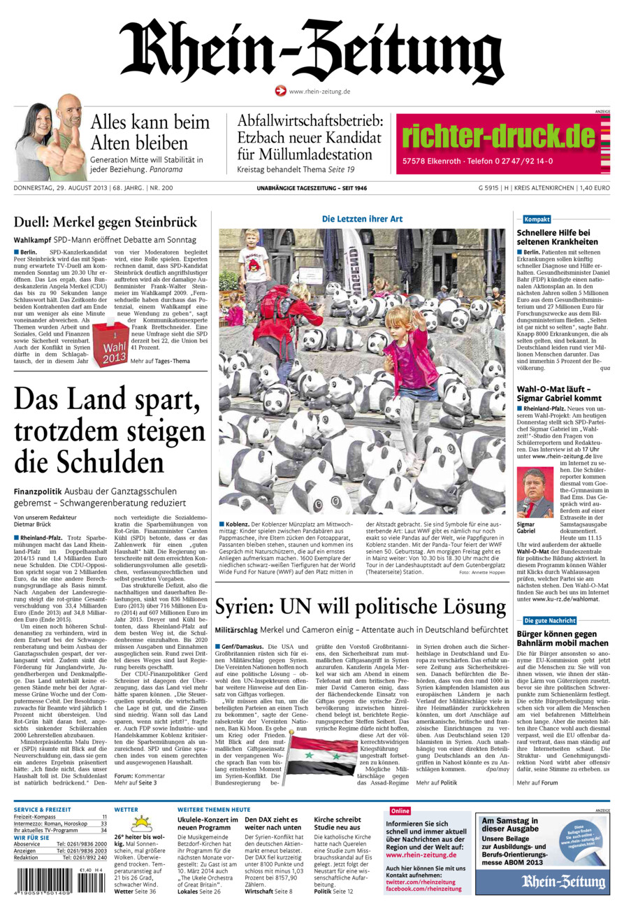 Rhein-Zeitung Kreis Altenkirchen vom Donnerstag, 29.08.2013