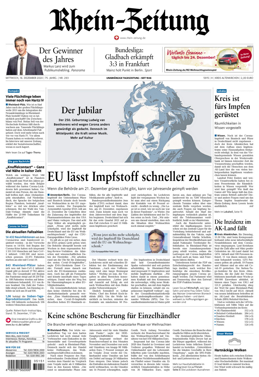 Rhein-Zeitung Kreis Altenkirchen vom Mittwoch, 16.12.2020