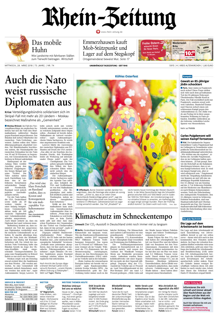 Rhein-Zeitung Kreis Altenkirchen vom Mittwoch, 28.03.2018