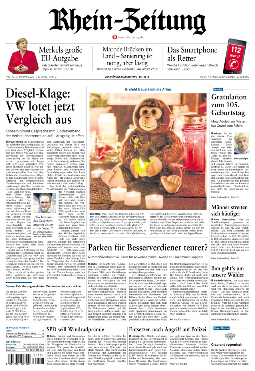 Rhein-Zeitung Kreis Altenkirchen vom Freitag, 03.01.2020