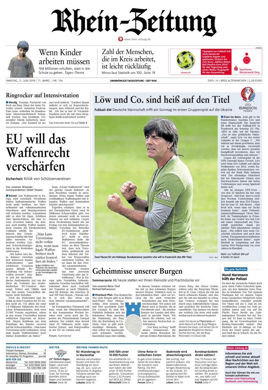 Rhein-Zeitung Kreis Altenkirchen vom Samstag, 11.06.2016