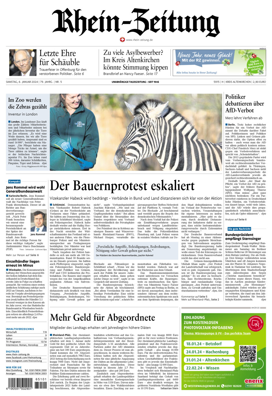 Rhein-Zeitung Kreis Altenkirchen vom Samstag, 06.01.2024